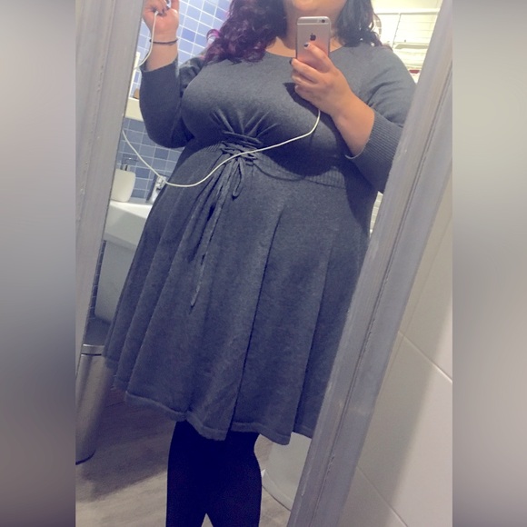 Gray Cotton Sweater Dress - Picture 3 of 14